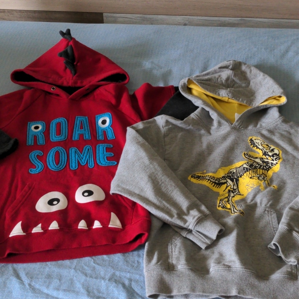 Two dinosaur hoodies